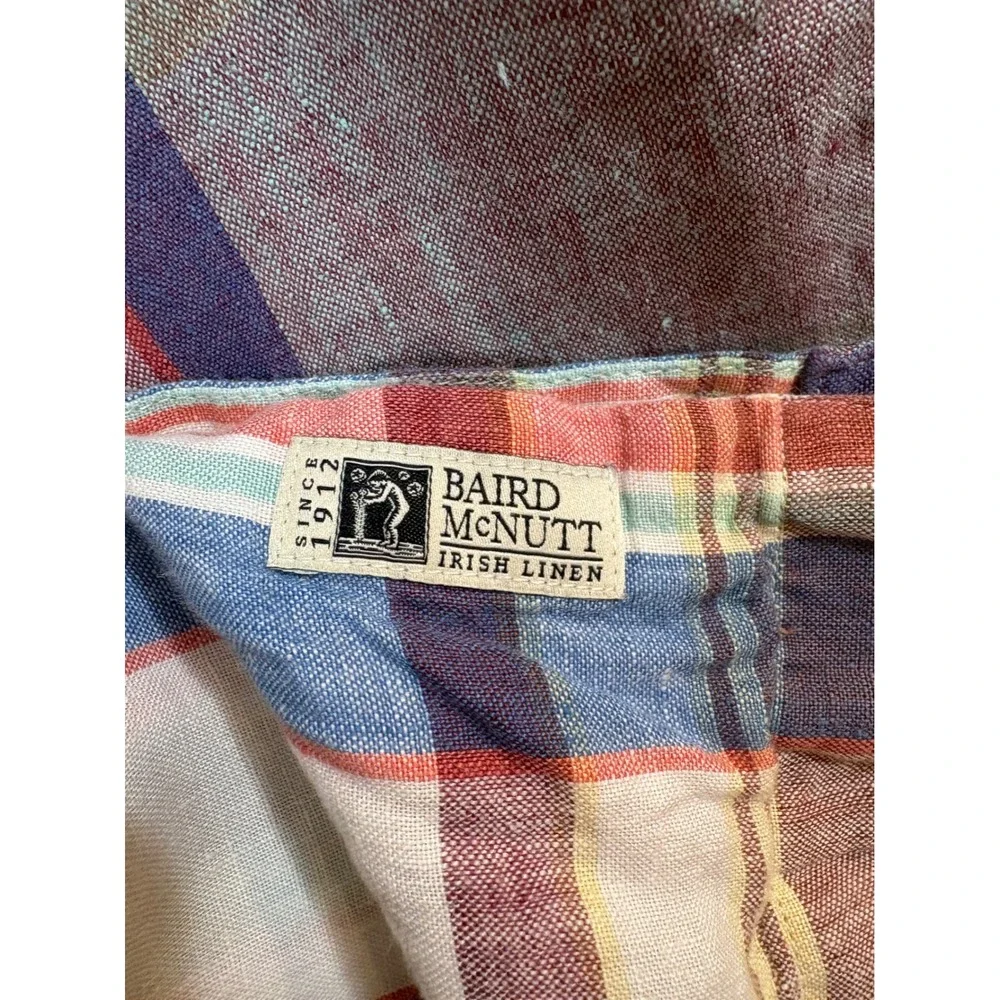 J.Crew Button Down Mens Small Multi Color Baird McNutt Irish Linen Plaid preppy